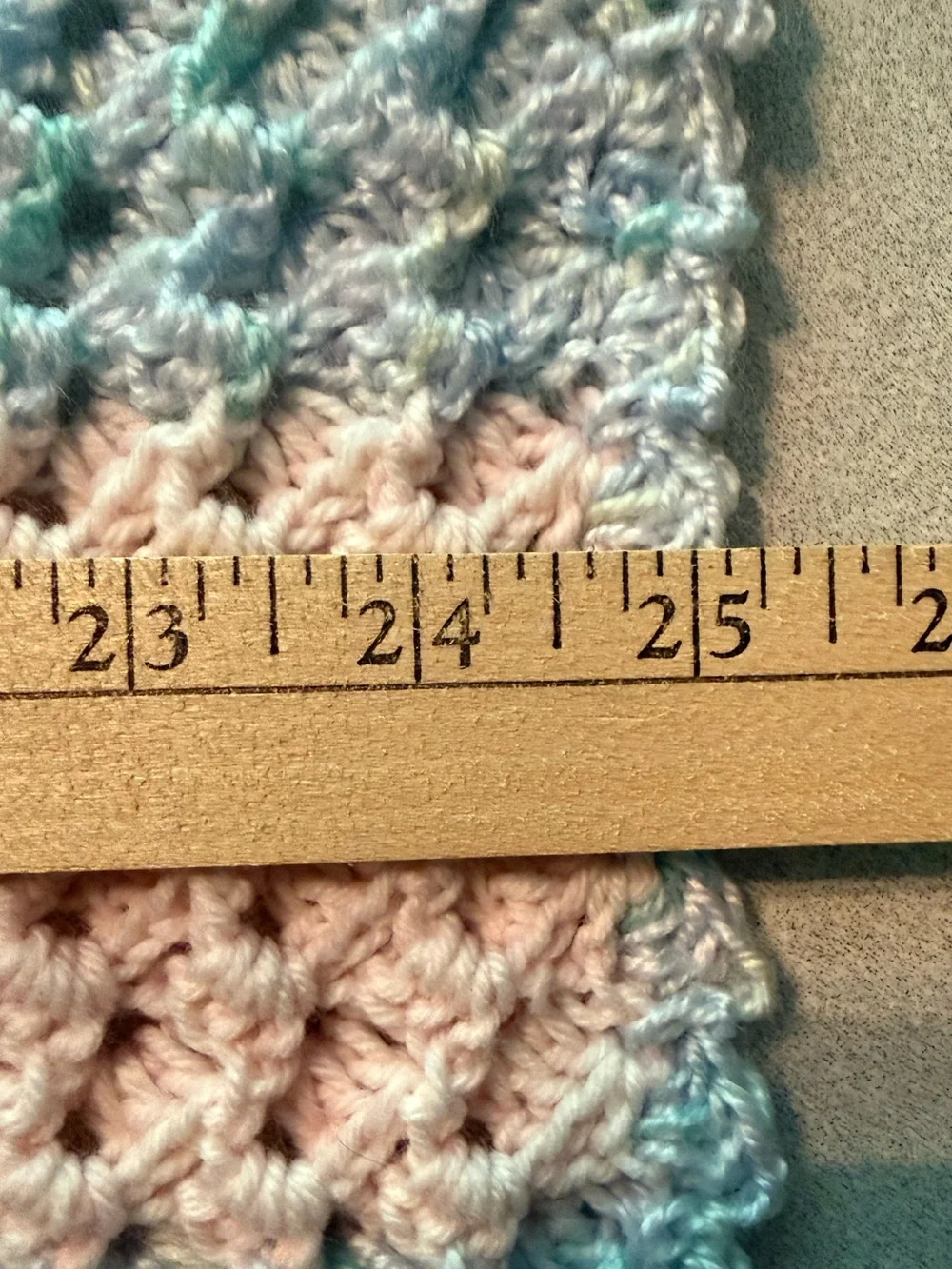 Crocheted Wave Newborn Blanket Pink snd Blue Stripe
